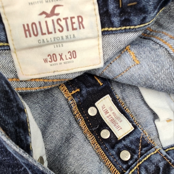 Hollister 100% Cotton Dark Wash Slim Straight Denim Jeans. 30 × 30 - Picture 4 of 7